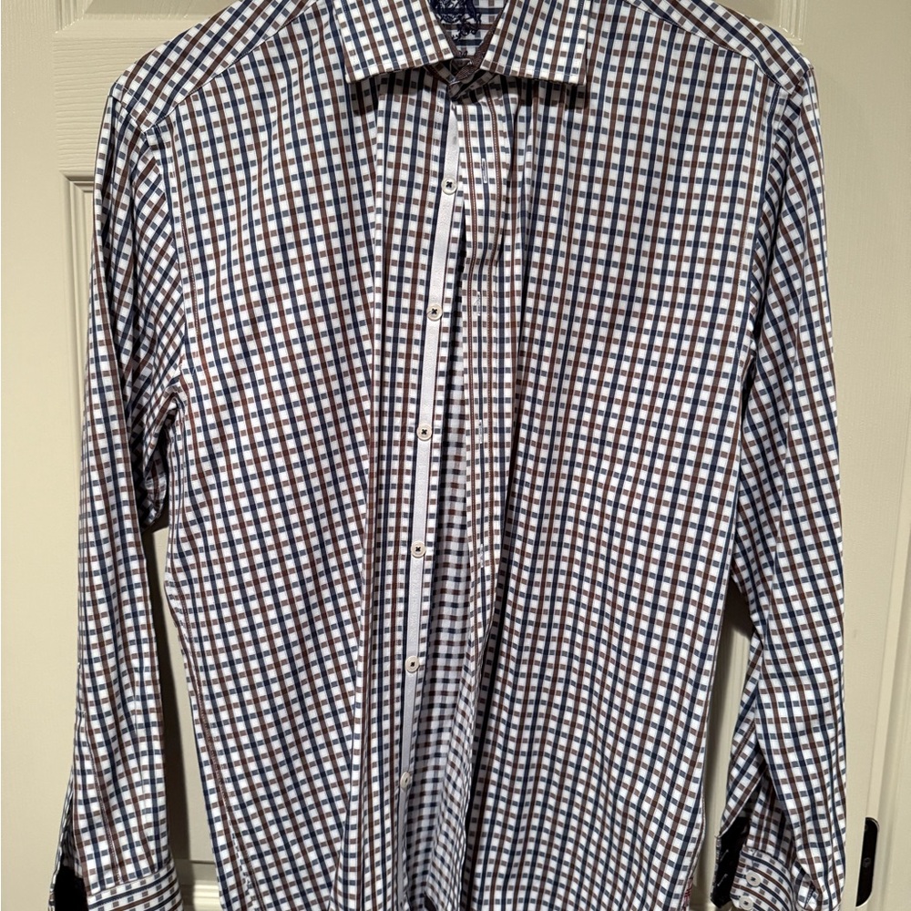 English Laundry Blue and Brown Checkered Button Down Shirt
